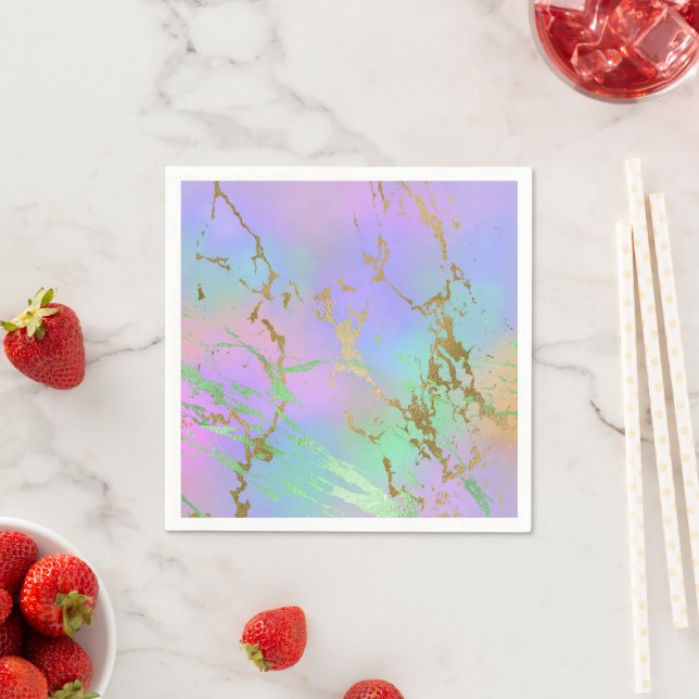 Millennial Marble | Playful Rainbow Pastel Ombre Napkin (Insitu)