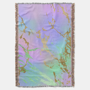 Millennial Marble Playful Rainbow Pastel Ombre Throw Blanket
