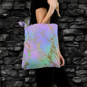 Millennial Marble   Playful Rainbow Pastel Ombre Tote Bag