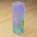 Millennial Marble | Playful Rainbow Pastel Ombre Wine Box<br><div class="desc">Bright and colourful watercolor marble gradient in vibrantly rich shades of turquoise blue, mint green, hot pink, and lavender purple mermaid-inspired ombre palette. This feminine hand-painted texture adds the perfect pop of colour. From the "Modern Watercolor Marbles" collection, this design features abstract fluid swirls creating a cool pattern accented by...</div>