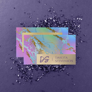 Millennial Marble Rainbow Pastel Ombre Branding Business Card