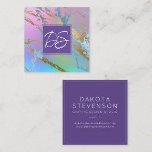Millennial Marble Rainbow Pastel Ombre Branding Square Business Card