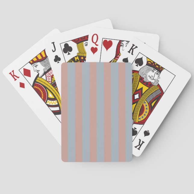 Millennial Pink And Ice Blue Colour Block Stripes  Playing Cards (Back)