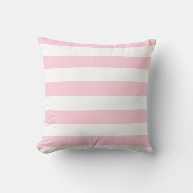 Millennial Pink and White Stripes Cushion (Front)