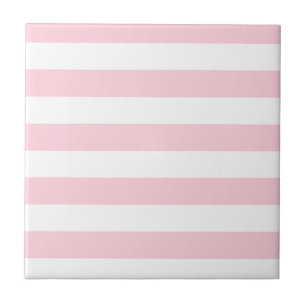 Millennial Pink and White Stripes Tile