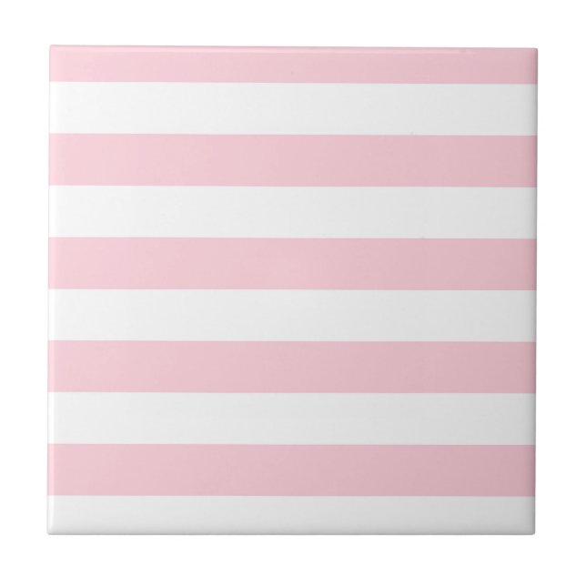 Millennial Pink and White Stripes Tile (Front)