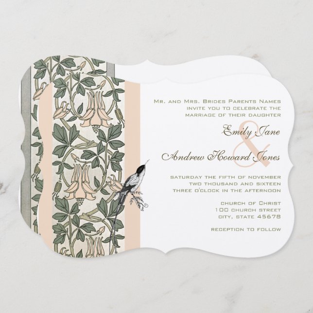 Millennial Pink Hummingbird Wedding Invitations (Front/Back)