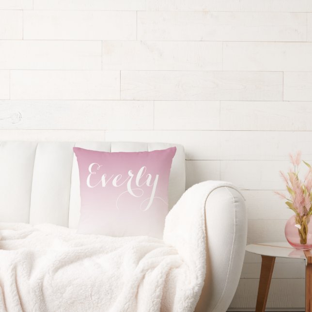 Millennial Pink Ombre Girls Room Baby Nursery Cushion (Couch)