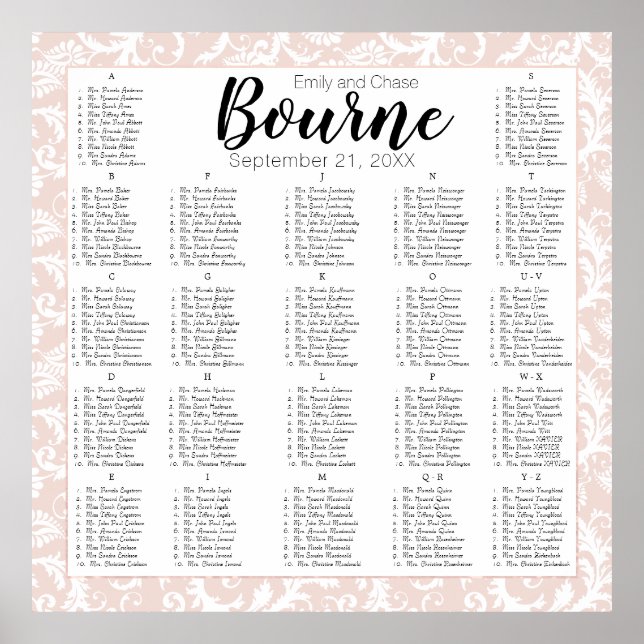 Millennial Pink Your Photo Wedding Seating Chart (Front)