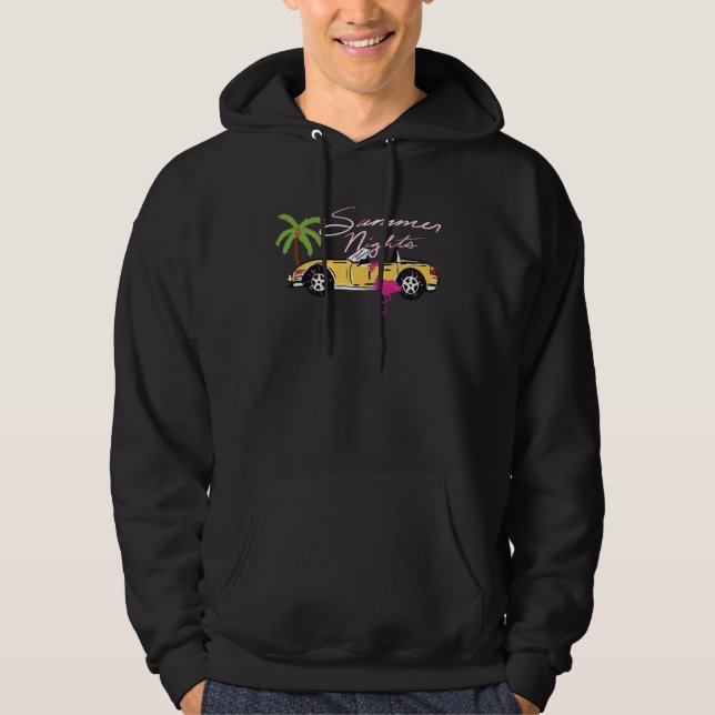 Millennial Y2K Kitsch 80s Miami Flamingo Summer Ae Hoodie (Front)