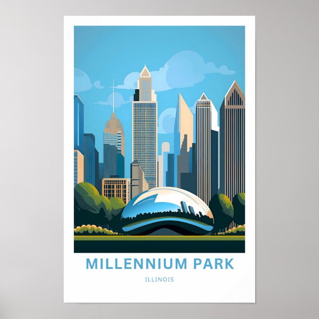 Millennium Park Illinois Travel Print (Front)