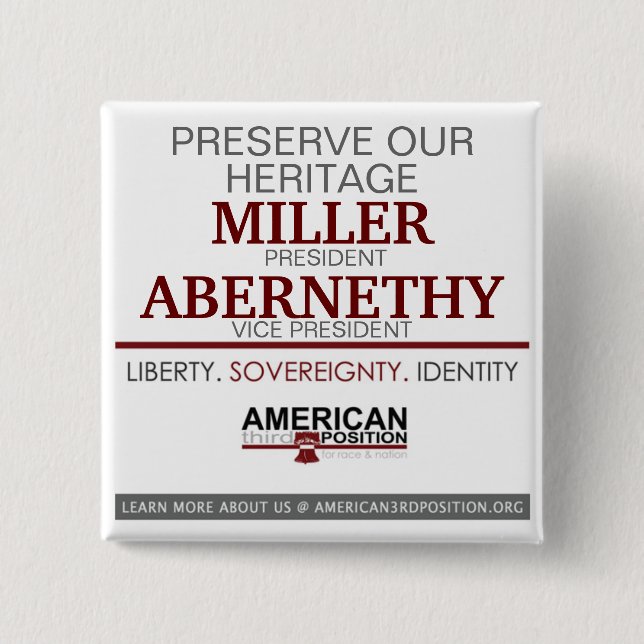 Miller/Abernethy 2012 15 Cm Square Badge (Front)