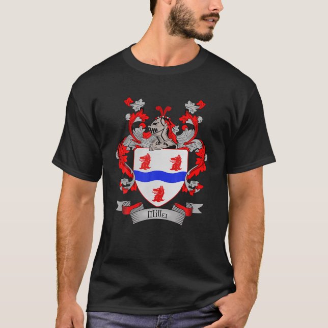Miller Coat Of Arms | Miller Surname Family Crest T-Shirt (Front)