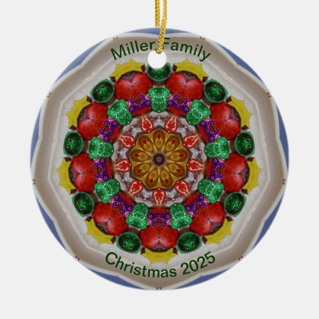 MILLER FAMILY ~ Personalized Christmas Fractal ~ Ceramic Tree Decoration (Front)
