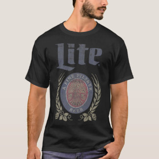 Miller Lite Worn Vintage Beer Logo Premium  T-Shirt