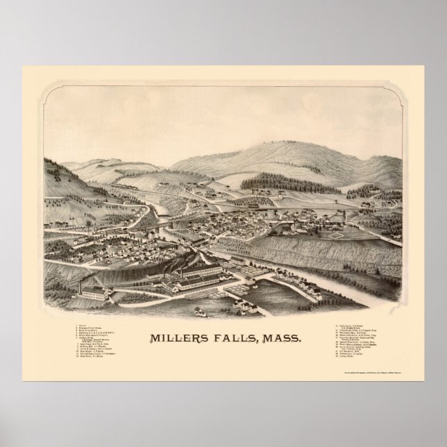 Millers Falls, MA Panoramic Map - 1889 Poster (Front)