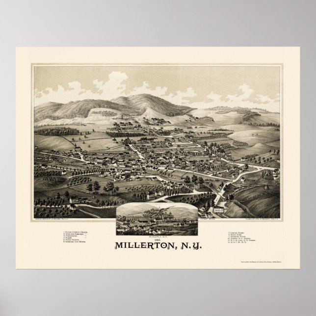 Millerton With Irondale, NY Panoramic Map - 1887 Poster (Front)