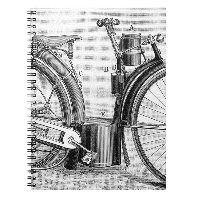 Millet Motorcycle, 1895 Spiral Notebook (Front)
