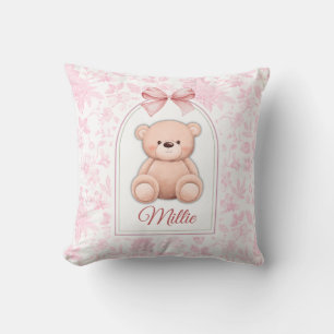 Millie   Custom Pink Teddy Bear Nursery Design  Cushion