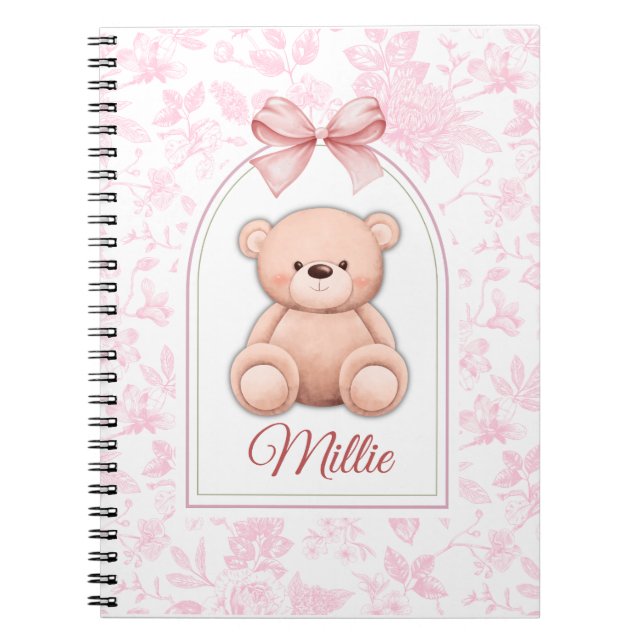 Millie | Custom Pink Teddy Bear Nursery Design  Notebook (Front)