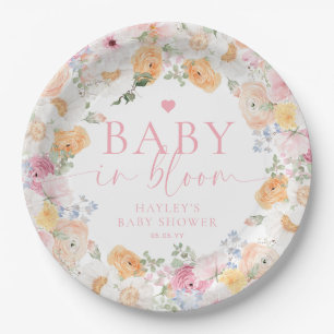 Millie Floral Baby In Bloom Baby Shower Paper Plate