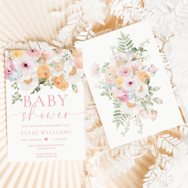 Millie Floral Baby Shower Invitation (Baby In Bloom Invitation Millie Floral)
