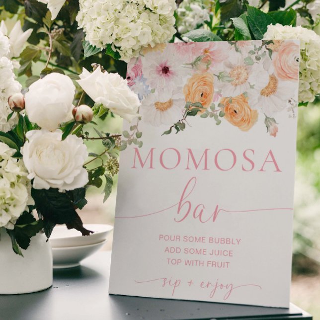 Millie Floral Baby Shower Mum-osa Bar Poster (Mimosa Bar Sign Millie Floral )