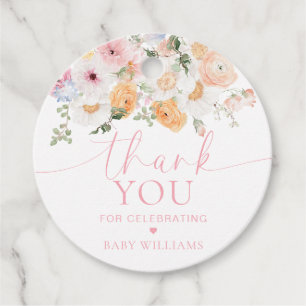 Millie Floral Baby Shower Thank You Favour Favour Tags