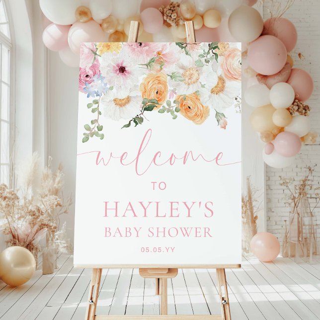 Millie Floral Baby Shower Welcome Sign (Welcome Sign Baby Shower MIllie )