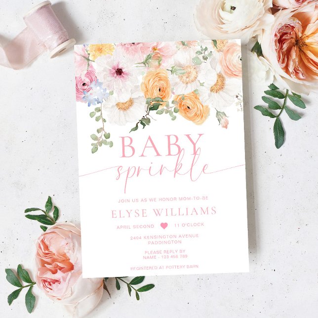 Millie Floral Baby Sprinkle Invitation (Baby Sprinkle Invitation Millie )