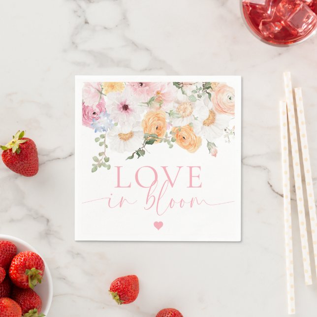 Millie Floral Love In Bloom Bridal Shower Napkin (Insitu)