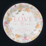Millie Floral Love In Bloom Bridal Shower Paper Plate<br><div class="desc">This bridal shower paper plates features a soft watercolor spring floral design. The script heading is an image that cannot be edited. All of the other text is fully editable. For more advanced customisation of this design,  simply select the "Customise It" button above.</div>