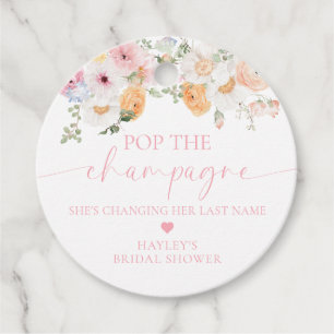 Millie Floral Pop the Champagne Bridal Shower Favour Tags