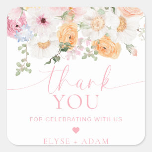 Millie Floral Thank You Favour Square Sticker