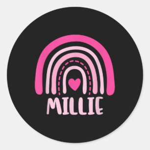 Millie Name Heart Cute Personalised Rainbow Classic Round Sticker