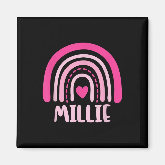 Millie Name Heart Cute Personalised Rainbow  Magnet (Front)