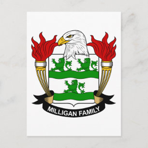 Milligan Coat of Arms / Family Crest Postcard