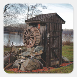 Milling about the old outhouse square sticker