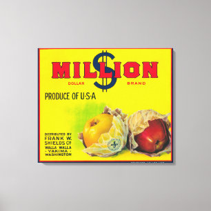Million Dollar Apple Label - Walla Walla, WA Canvas Print