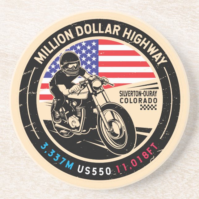 Million Dollar Highway Colorado Motorcycle Coaster (Front)