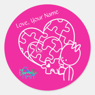 Million Piece Jigsaw Pink Customised Classic Round Sticker