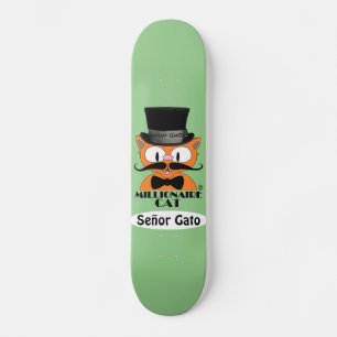 Millionaire Cartoon Moustache Cat Señor Gato Skateboard