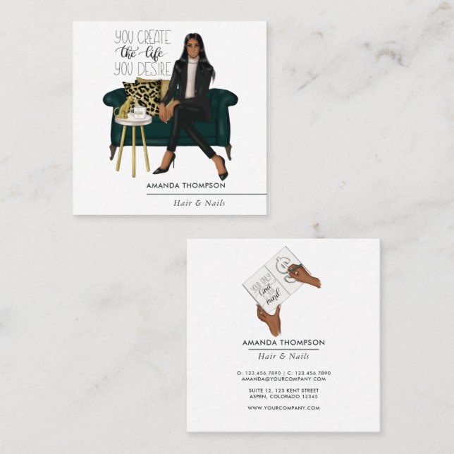 Millionaire Mindset Interior Designer Square Business Card (Front/Back)