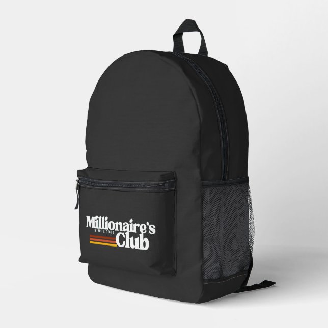 'Millionaire's Club' Entrepreneurs Retro Mindset  Printed Backpack (Back Corner Right)