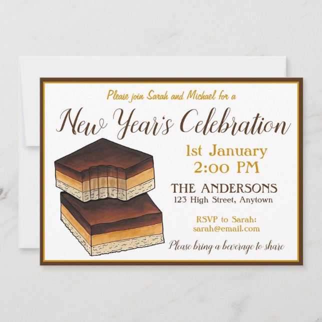 Millionaire's Shortbread Scottish New Year's Party Invitation (Front)