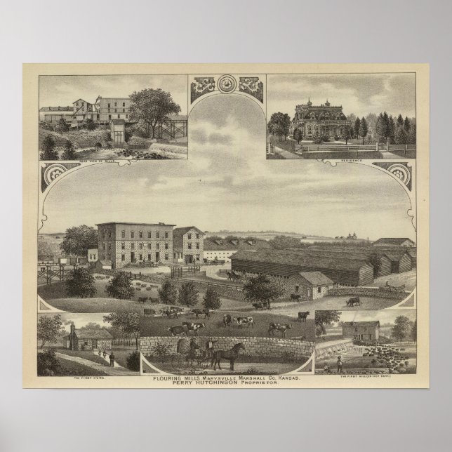 Mills and Residences in Kansas Poster (Front)