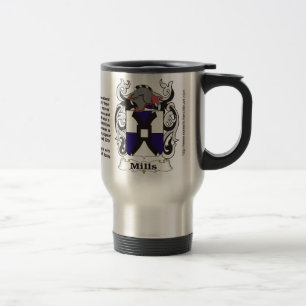 Mills Family Coat of Arms Travel Mug