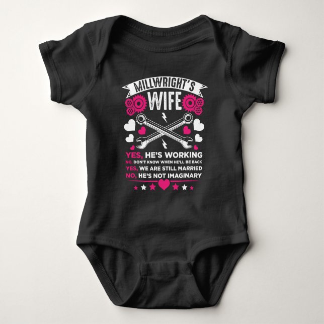 Millwright Wife Husband Job Married Couple Baby Bodysuit (Front)