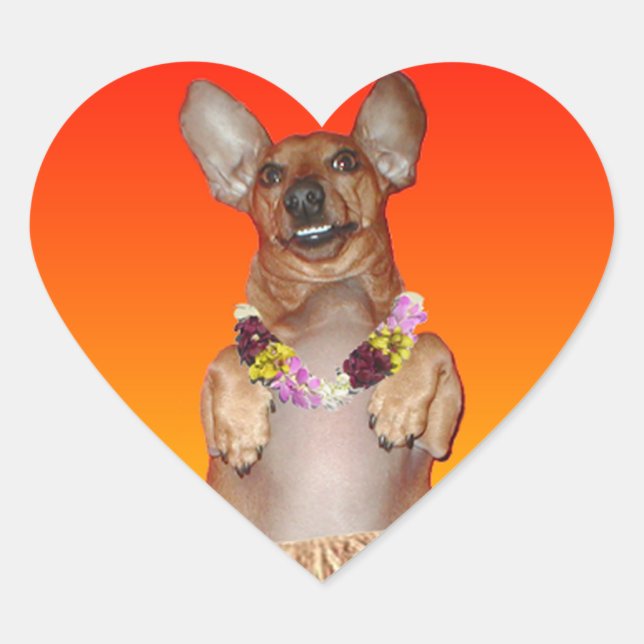 Milner the Dancing Dachshund Heart Stickers (Front)