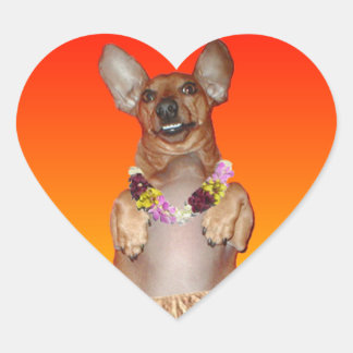 Milner the Dancing Dachshund Heart Stickers